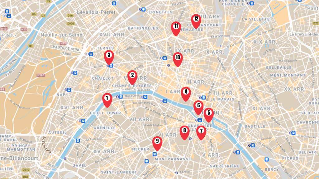 Viaggio a Parigi: mappa con i principali punti di interesse